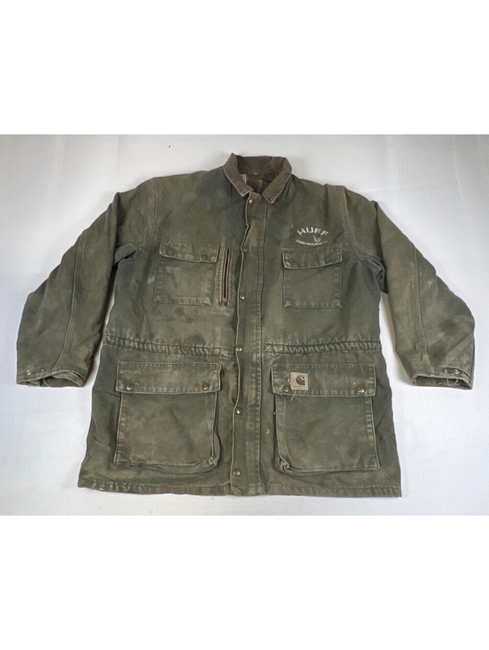 Vintage Carhartt Men L Green Heavy Cotton Duck Blanket Lined Barn Coat